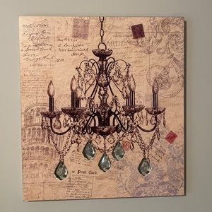 Chandelier artwork with glass cutouts